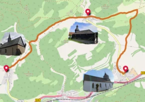Karte mit Fotos der Kirchen Döhlen, Laasen, Unterloquitz | Foto: OpenStreetMap/ J.Sorge